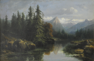 Alexandre Calame, Le Haslital, Öl auf Leinwand, 43 x 64 cm