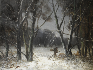 Jules Dupré, Forêt en hiver, Öl auf Holz, 19 x 24 cm
