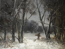 Jules Dupré, Forêt en hiver, Öl auf Holz, 19 x 24 cm
